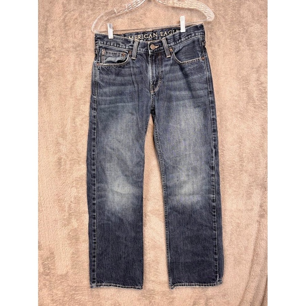 American Eagle Mens Low Rise Straight Leg Dark Wash Blue‎ Denim Jeans 28x30